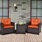 Costway 3PCS Patio Rattan Furniture Set Cushioned Conversation Set Sofa